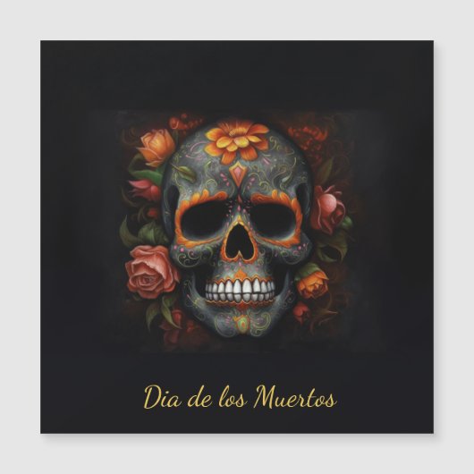 Regal Bloom Sugar Skull Magnetkarte (Vorderseite)