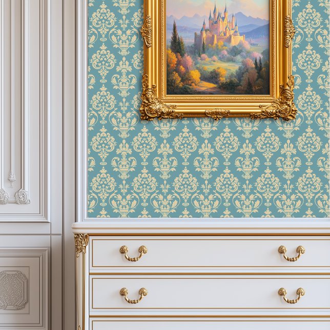 Regal Blue Damask Princesscore Tapete (Regal Blue Damask Princesscore Wallpaper)