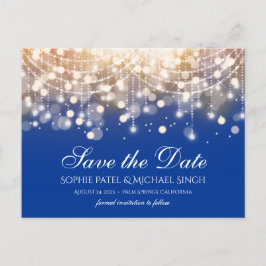 Regal Blue und Gold Bokeh Lights Postkarte