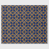 Regal Blue und Gold Motif Wappen Heraldry Geschenkpapier (Flach)