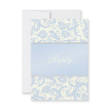Regal Blue und Ivory Damask Antwortkarte
