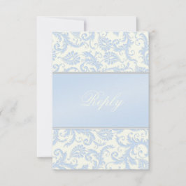 Regal Blue und Ivory Damask Antwortkarte Einladung