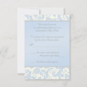 Regal Blue und Ivory Damask Antwortkarte Einladung (Rückseite)