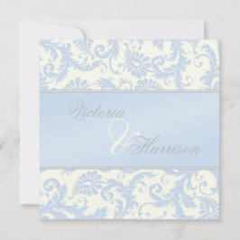 Regal Blue und Ivory Damask Einladung