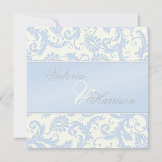 Regal Blue und Ivory Damask Einladung (Vorderseite)
