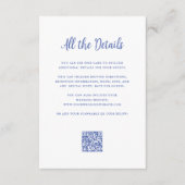 Regal Blue und White | Hochzeitdetails QR Code Begleitkarte (Vorderseite)