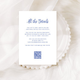 Regal Blue und White | Hochzeitdetails QR Code Begleitkarte