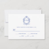 Regal Blue | Vintage Barockrahmenverheiratung RSVP Karte (Vorderseite)
