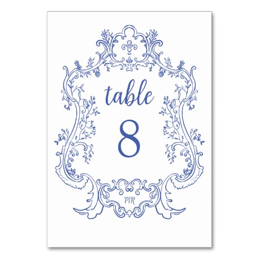 Regal Blue | Vintager Barockrahmen Tischnummer (Rückseite)