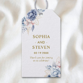 Regal Blue & White Wedding Invitation with Gold  Geschenkanhänger
