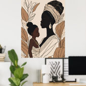 Regal Bond – Mother and Daughter Line Art Poster (Heimbüro)