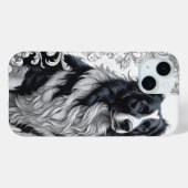 Regal Border Collie mit Barock-Blumenrahmen Case-Mate iPhone Hülle (Rückseite (Horizontal))