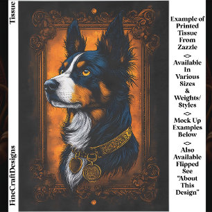 Regal Border Collie, Verzierte Rahmen EF3L Decoupa Seidenpapier