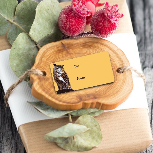 Regal Brown Owl Gift Tag Adressaufkleber