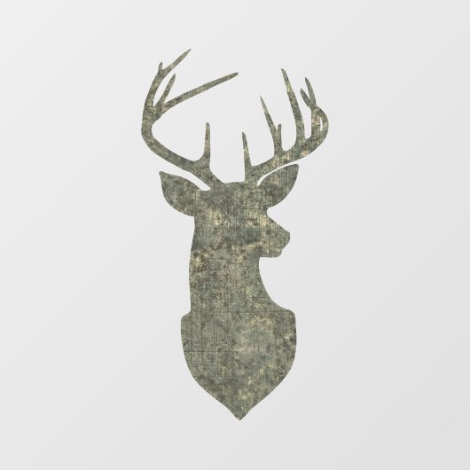 Regal Buck Trophy Deer Silhouette in Camouflage Fensteraufkleber (Blatt)