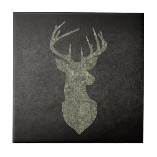 Regal Buck Trophy Deer Silhouette in Camouflage Fliese (Vorderseite)