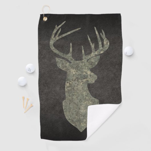 Regal Buck Trophy Deer Silhouette in Camouflage Golfhandtuch (Insitu)