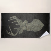 Regal Buck Trophy Deer Silhouette in Camouflage Strandtuch (Vorderseite)