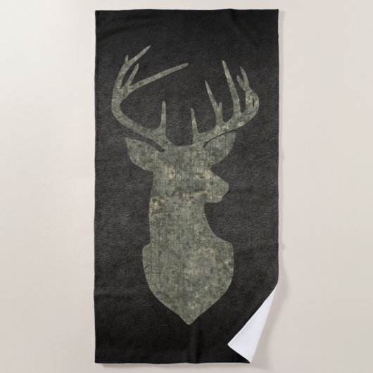 Regal Buck Trophy Deer Silhouette in Camouflage Strandtuch (Vorderseite)