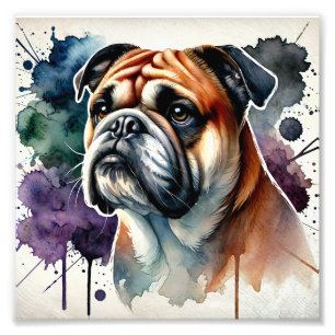 Regal Bulldog Watercolor Art Fotodruck