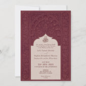 Regal Burgundy Lace Islamic Wedding Einladung (Vorderseite)