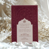 Regal Burgundy Lace Islamic Wedding Einladung