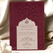 Regal Burgundy Lace Islamic Wedding Einladung