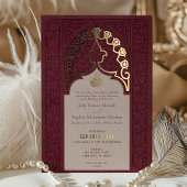 Regal Burgundy Lace Islamic Wedding Einladung