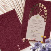 Regal Burgundy Lace Islamic Wedding Einladung
