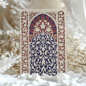Regal Burgundy & Navy Lace Wedding Einladung