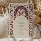 Regal Burgundy & Navy Lace Wedding Einladung