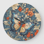 Regal Butterfly Amidst William Morris Floral Große Wanduhr (Vorderseite)