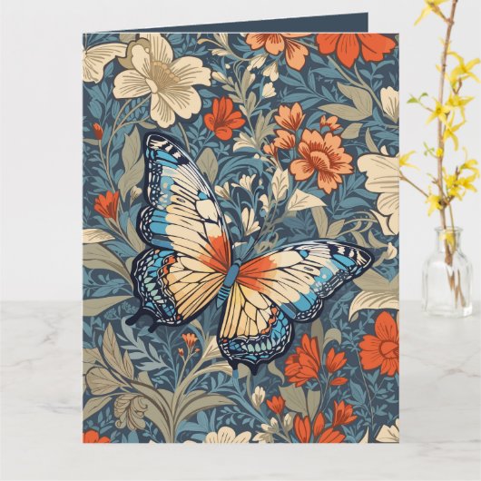 Regal Butterfly Amidst William Morris Floral Karte (Gelbe Blume)