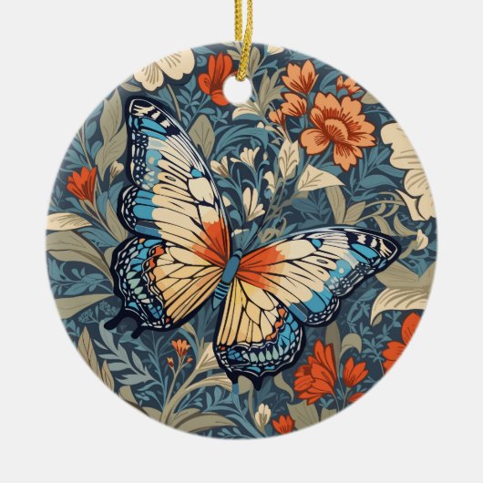 Regal Butterfly Amidst William Morris Floral Keramik Ornament (Vorne)
