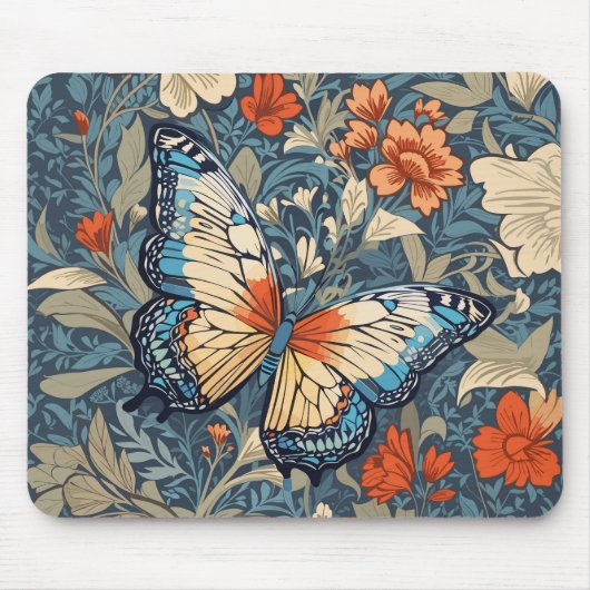Regal Butterfly Amidst William Morris Floral Mousepad (Vorne)