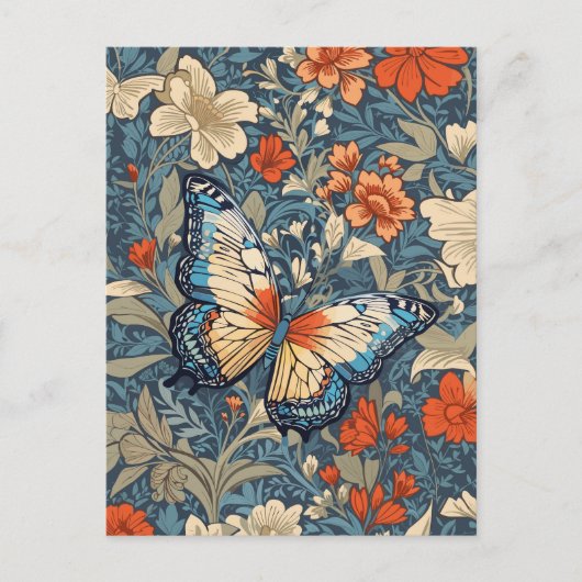 Regal Butterfly Amidst William Morris Floral Postkarte (Vorderseite)