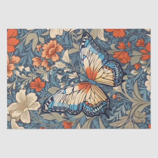 Regal Butterfly Amidst William Morris Floral Seidenpapier (Vorderseite)