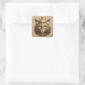 Regal Cat Profil Quadratischer Aufkleber (Tasche)