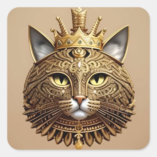 Regal Cat Profil Quadratischer Aufkleber (Vorderseite)
