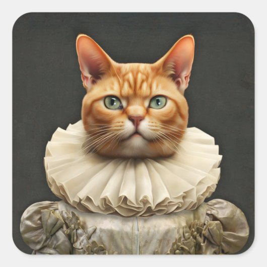 Regal Cat Quadratischer Aufkleber (Vorderseite)