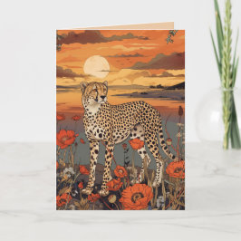 REGAL CHEETAH BLANK ALL-OCCASION CARD DANKESKARTE
