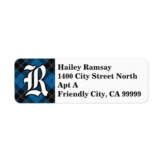 Regal Clan Ramsay Blue und Black Tartan Monogram (Vorne)