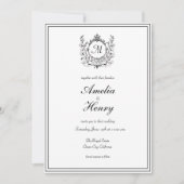 Regal Classic formale Monogram Wappen Wedding Einladung (Vorderseite)