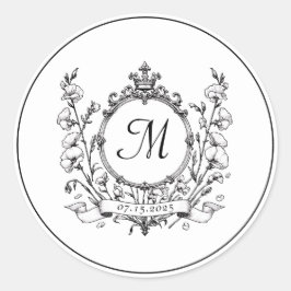Regal Classic formale Monogram Wappen Wedding Runder Aufkleber