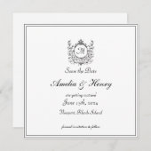 Regal Classic formale Monogram Wappen Wedding Save The Date (Vorne/Hinten)