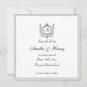 Regal Classic formale Monogram Wappen Wedding Save The Date (Vorderseite)