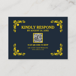 Regal Contrast Mitternachtsblau & Gold QR RSVP Kar Begleitkarte