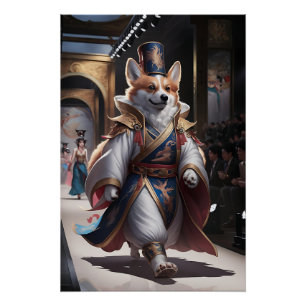 Regal Corgi in traditioneller Royal Robe on Fashio Poster