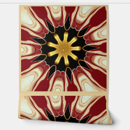 Regal Crimson Starburst: Golden Core Symmetrisches Tapete