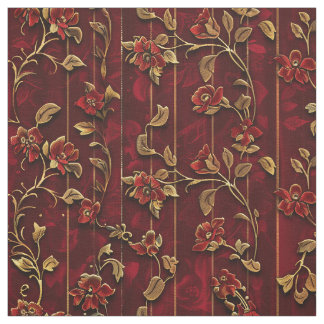 Regal Crimson Velvet mit Golden Floral Stoff